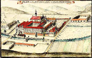 Plan von der gefrsteten Abtay u: Closter Paradeis - Klasztor, widok z lotu ptaka